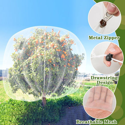 TWOWYHI 2Pack Garden Netting 10X12 Feet Large Fruit Tree Netting with Zipper and Drawstring Insect Bird Cover for Fruits Vegetables Tree Garden Protection