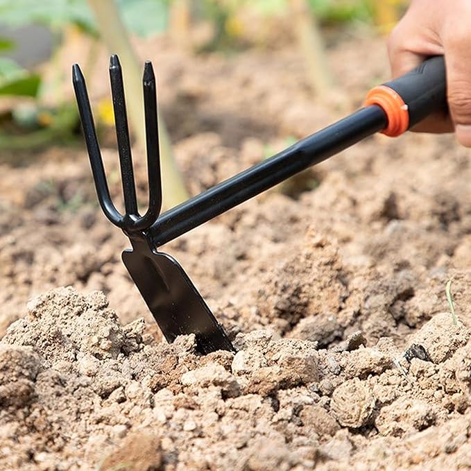 Garden Tool Set (Garden Tool Set, 7 Pieces, Gardening Tool Kit Including 2 Shovels, Rakes, Cultivators, and Transplanting Tools, Rust-Resistant Iron Tools, Rubber Grip Handles (7))