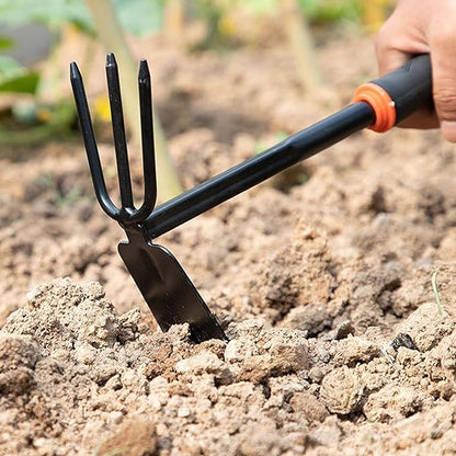 Garden Tool Set (Garden Tool Set, 7 Pieces, Gardening Tool Kit Including 2 Shovels, Rakes, Cultivators, and Transplanting Tools, Rust-Resistant Iron Tools, Rubber Grip Handles (7))