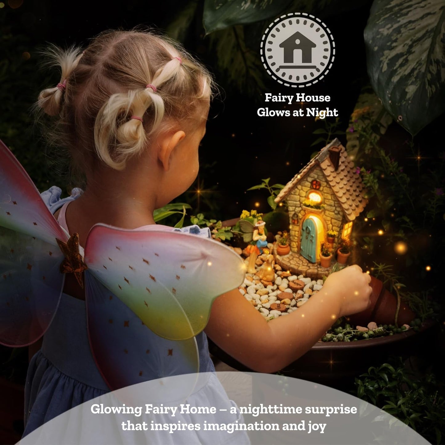 My Fairy Garden Kit – 11-Piece Fairy House Set - 7.1" High Fairy House for Outside with Open Door & Solar Light, Fairy & Dog Figurines, Mushrooms & Miniature Accessories – Outdoor Decor Gift
