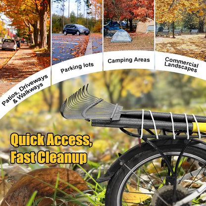Rake for Leaves: Heavy Duty Metal Leaf Rake with 25 Tines- 18" Wide Head, 79" Splicing Handle, Durable Steel Yard Lawn, Garden,Camping Clean Gardening Tools for Thatch Grass Leaves Gravels Mulch