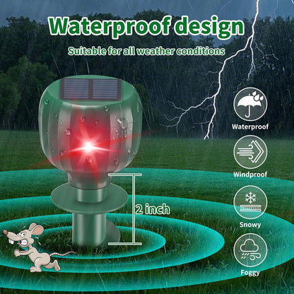 8 Pack Solar Powered Mole Repellent for Lawns, Waterproof Gopher Repellent Outdoor Get Rid of Snake Voles Ground Squirrels in Garden, Yard, Lawn