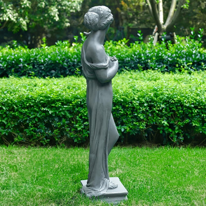Outdoor Garden 32‘’ High Statue Nymph Sculpture Goddess of Greek Mythology Roman Style Patio Lawn Porch Decor Gray
