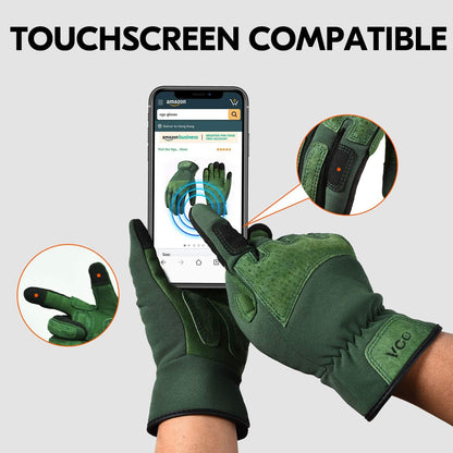 Vgo... 1-Pair Ladies' Synthetic Leather Gardening Gloves, Puncture-proof, Thornproof, Durability & Anti-shock Work Gloves, Touchscreen (Size M, Green, SL7471)