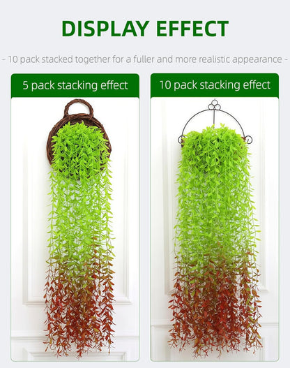 5 Pack Artificial Hanging Willow Vine (3.3ft) - Fake Greenery Plants for Indoor/Outdoor Decor, Wedding & Photography - Red Tail Design (No Basket Included)