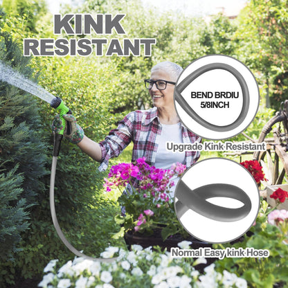 YOTOO Heavy Duty Hybrid Garden Water Hose 5/8-Inch by 75-Feet 150 PSI Kink Resistant, Flexible with Swivel Grip Handle and 3/4" GHT Solid Brass Fittings, Gray