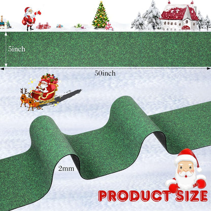 Marspark Christmas Village Accessories 5 x 50 Inch Christmas Miniature Road Village Street Mat Xmas Snow Street Decorations for Little Landscape(Grass Style)