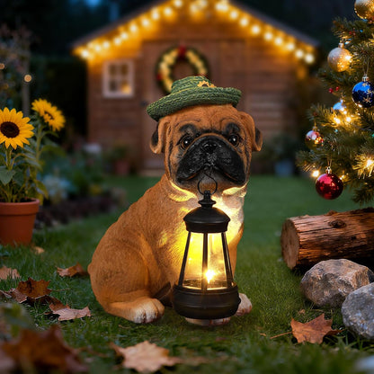 Garden Dog Statues Outdoor Decor, Solar Lights Outdoor Solar Lantern Statue Figurine Garden Decorations Solar Dog Ornaments for Patio, Lawn, Yard Art Decoration, Housewarming Gifts