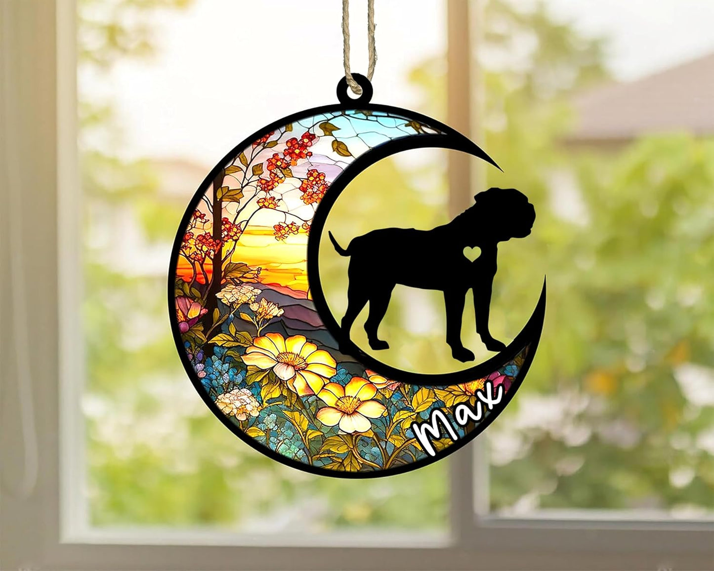 Personalized Dog Memorial, Custom Name American Bulldog Dog Christmas Ornament with Name, Custom Breeds, Pet Loss Light Catcher, Gifts for Lovers Loss of Pet Sympathy on Mothers Day Christmas