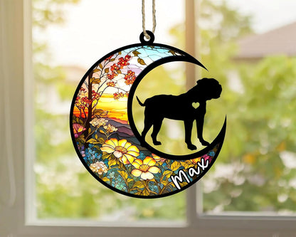 Personalized Dog Memorial, Custom Name American Bulldog Dog Christmas Ornament with Name, Custom Breeds, Pet Loss Light Catcher, Gifts for Lovers Loss of Pet Sympathy on Mothers Day Christmas