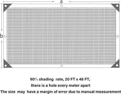 winemana 90% Shade Cloth, Dog Kennel Shade Cover, 20 x 48 FT Sturdy Durable Sunblock Shade Mesh Tarp with Grommets for Patio Plants Greenhouse Chicken Coop Porch