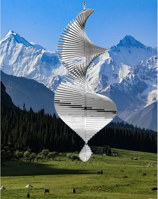 Wind Spinner for 15in Hanging Kinetic Yard Art Wind Sculpture,3D Wind Spinners Outdoor & Indoor Helix GardenDecor Christmas Ornaments.Hanging Wind Spinners Stainless Steel Metal Outdoor Garden Decor