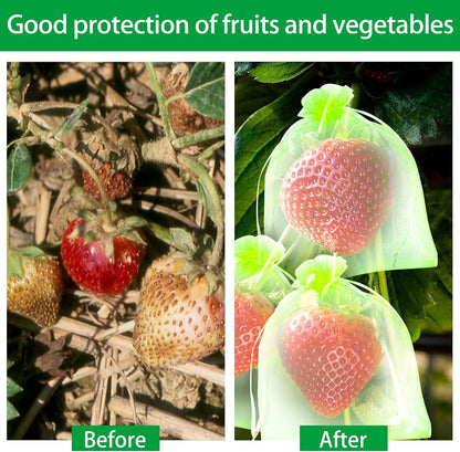 200 Pcs Fruit Protection Bags 7''x9'' Fruit Netting Bags with Drawstring Fruit Bags for Fruit Trees, Fruit Protect Bags Vegetable Fruit Net Fruit Cover Mesh Bag for Protecting Fruits(Green,7 x 9 Inch)