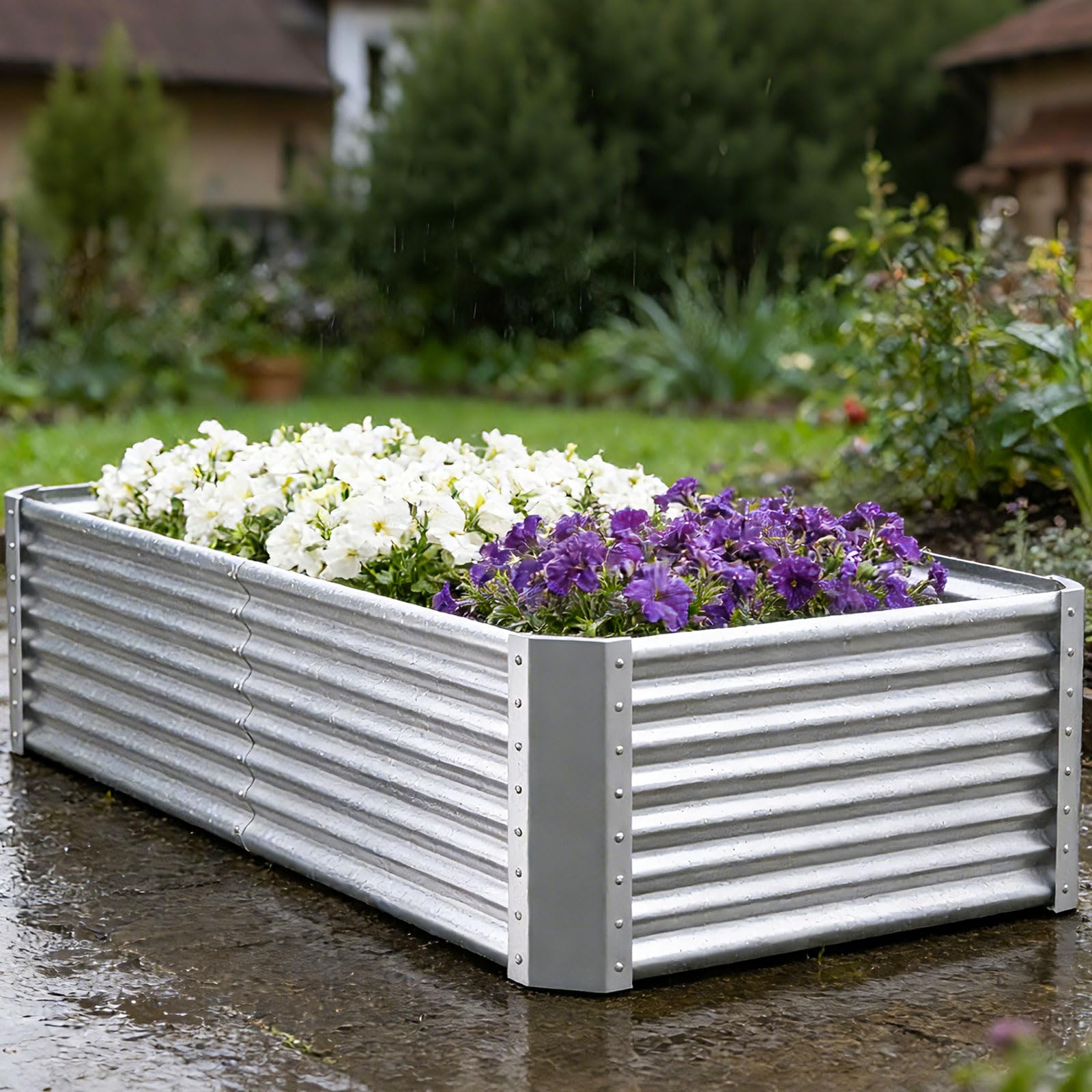 Tegarbed 6x3x2ft Raised Garden Bed, Deep Root Planter Box, Silver,1 Pack