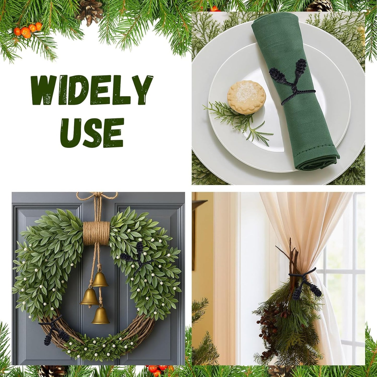 Shappy 36 Pieces Christmas Garland Banister Ties Christmas Decorative Reusable and Flexible Twist Ties for Garland, Banister Home Decoration (Black)
