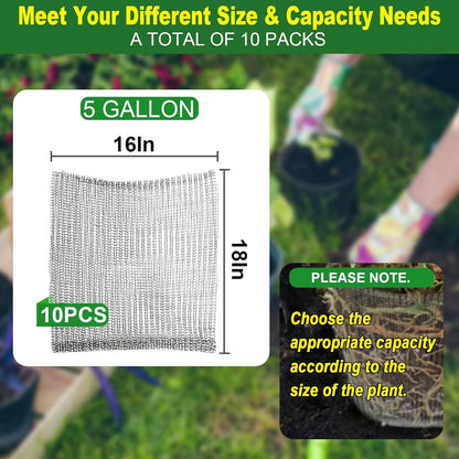 New- 10PCS Plant Go-pher and V-ole Wire Baskets 5 Gallon, Stainless Steel Metal Wire Mesh for Underground, 100% Plant Root Protection