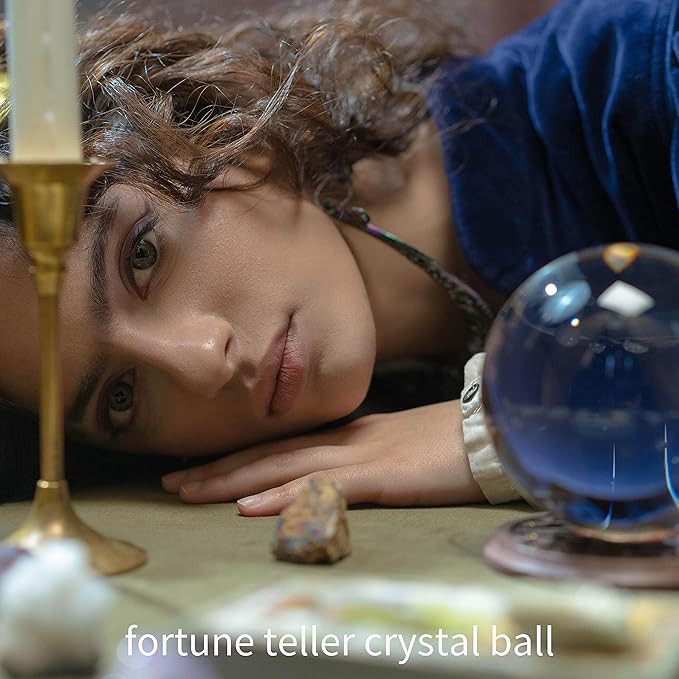 Modaier Crystal Ball 60mm with Wooden Stand and Gift Box for Magic,lensball Photography,Family Decorative,Fortune Teller,Feng Shui,Witchcraft,Witch Decor,and Halloween Decor