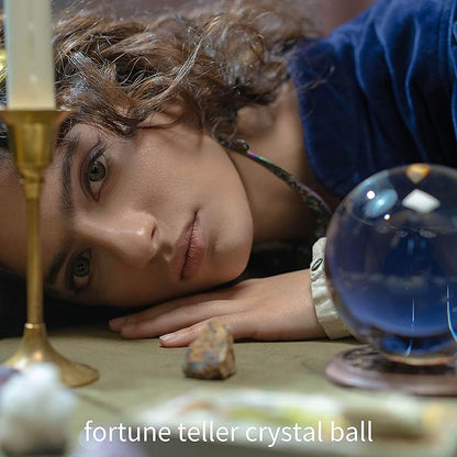 Modaier Crystal Ball 60mm with Wooden Stand and Gift Box for Magic,lensball Photography,Family Decorative,Fortune Teller,Feng Shui,Witchcraft,Witch Decor,and Halloween Decor