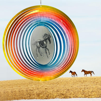 3D Animations Horse Wind Spinner for Yard and Garden,12Inch Wind Spinners Outdoor Horse Memorial Gift for Women Mom Grandma Wife,Garden Decor Metal Kinetic Yard Art Wind Sculpture