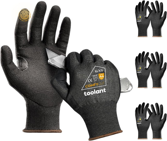 toolant ANSI A4 Cut Resistant Work Gloves without Steel and Fiberglass, Ultra Light & Thin, for Fishing, WoodCarving