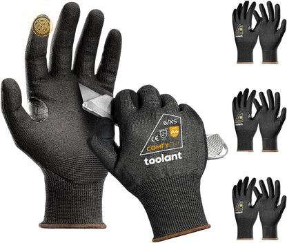 toolant ANSI A4 Cut Resistant Work Gloves without Steel and Fiberglass, Ultra Light & Thin, for Fishing, WoodCarving