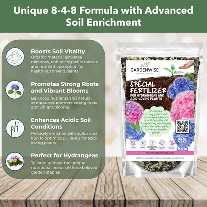 Slow Release Hydrangea Fertilizer with Iron & Sulfur – Indoor & Outdoor Soil Acidifier for Miracle Growth (12 oz)