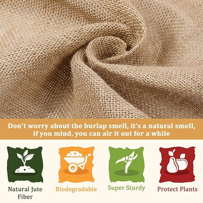 Riare 30 Feet x 40 Inch Natural Burlap Plant Covers Freeze Protection- High Density Jute Burlap Winter Plant Blankets Frost, Winter Frost Cloth for Outdoor Plants Trees Shrubs Winter Frost Protection