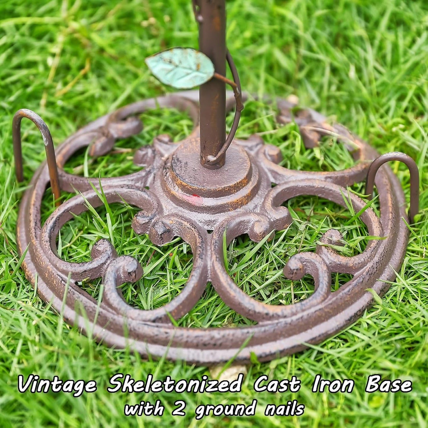 24.5"H Vintage Gazing Globe Stand, Metal Gazing Ball Holder with Cast Iron Base, Garden Gazing Ball Display Stands for 10 Inches Gazing Globes, Glass Ball Stand Holder for Indoor Outdoor Lawn Patio