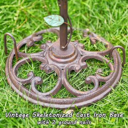 24.5"H Vintage Gazing Globe Stand, Metal Gazing Ball Holder with Cast Iron Base, Garden Gazing Ball Display Stands for 10 Inches Gazing Globes, Glass Ball Stand Holder for Indoor Outdoor Lawn Patio