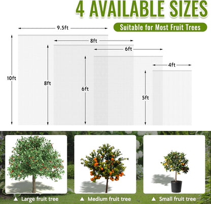 2 Pack Fruit Tree Netting Bags with Zipper and Drawstring, 8 x 8ft Ultra Fine Mesh Garden Netting Plant Cover, Bird Netting for Blueberry Bushes, Fruit Trees, Flowers (White, 8 x 8 ft)