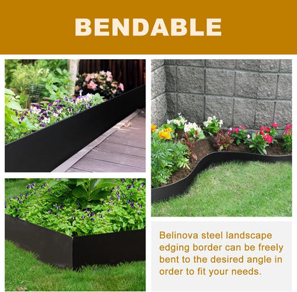 8-Pack Steel Landscape Edging 40 * 6 Inch Metal Edging for Landscaping Border Tall Garden Edging Lawn Edging No-dig Hammer in Edging with Gloves(26.7FT Total Length)
