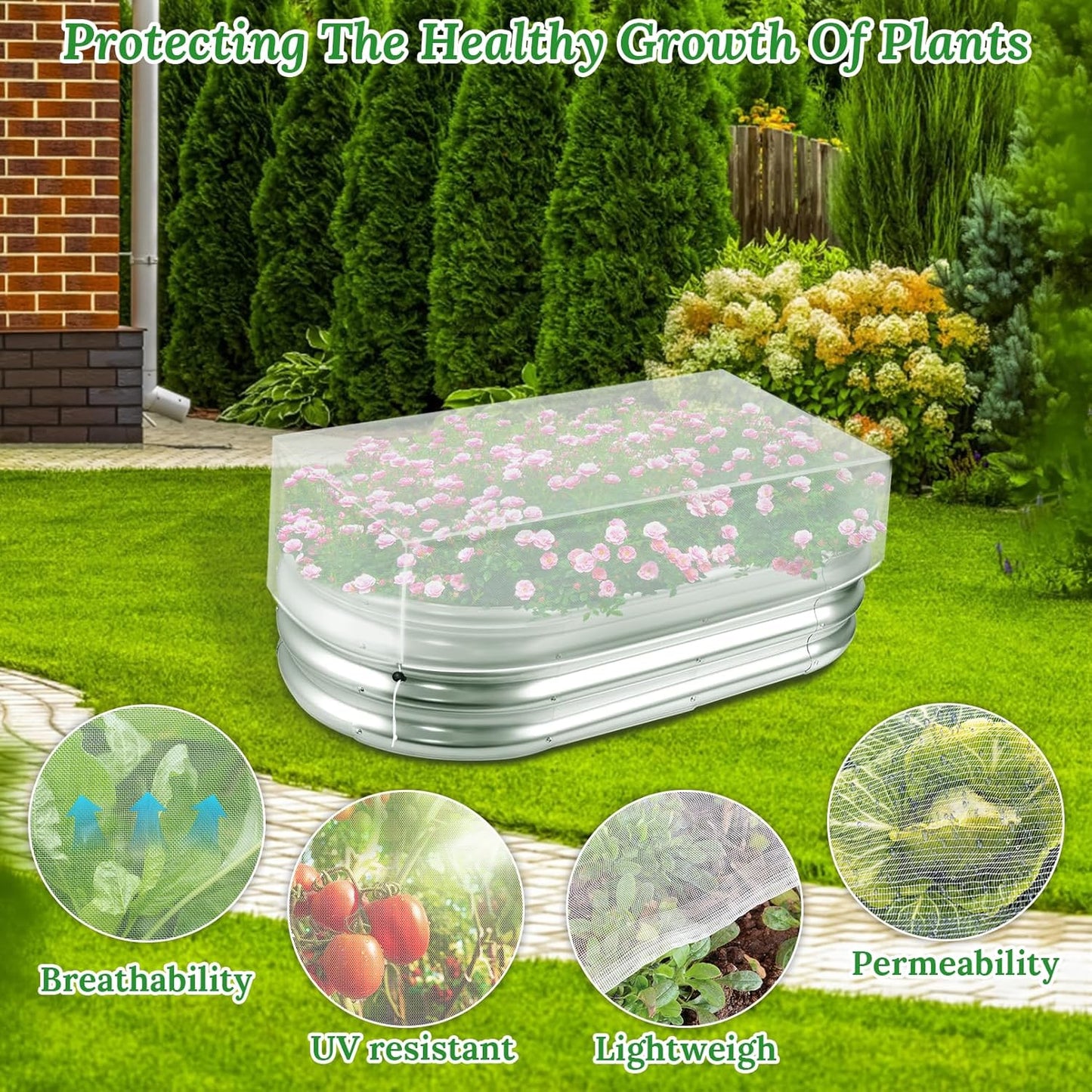 2 Pack Garden Netting for Raised Beds,Durable Ultra Fine Mesh Plant Covers with Drawstring to Keep Small Animals Pest Out,Raised Bed Bird Barrier Screen for Protecting Flowers Vegetables Fruits Crops