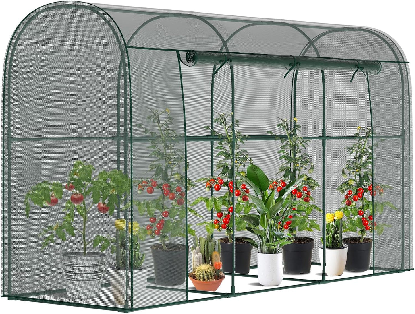 SUNYRISY Garden Plant Netting Crop Cage for Garden Raised Bed, 9.8 x 3.3 x 6 Ft Plant Cover Cage Protectors from Animal for Outdoor Plants with Frame and Zippered Door