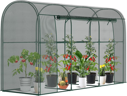 SUNYRISY Garden Plant Netting Crop Cage for Garden Raised Bed, 9.8 x 3.3 x 6 Ft Plant Cover Cage Protectors from Animal for Outdoor Plants with Frame and Zippered Door