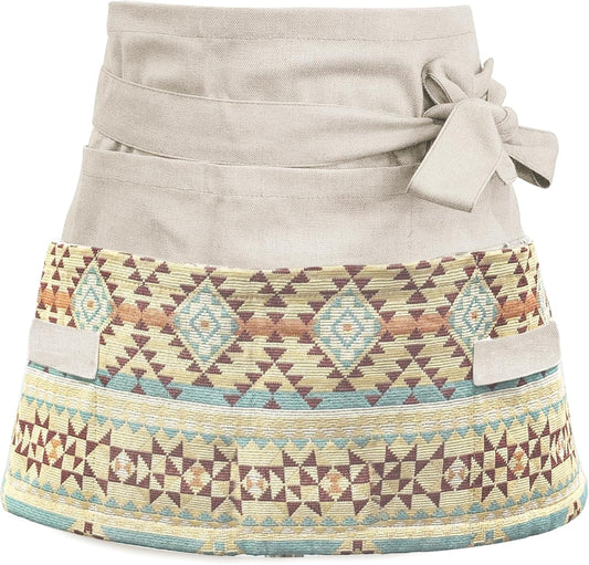 Garden Apron for Woman, Serve Apron Cute, Flora Half Apron with 8 Pockets, Valentines Gift for Mom Wife Girlfriend