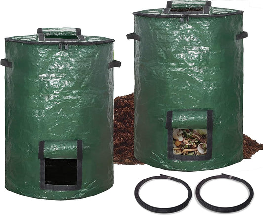 Large Compost Bin Bags,Garden Compost Bin Bags 80 Gallon(300L) Outdoor Foldable Garden Yard Garbage