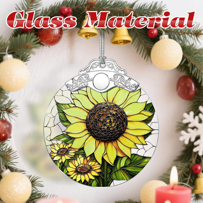 Stained Glass Ornament, Christmas Ornaments, Christmas Decorations for Tree, Holiday Ornament, Gifts for Flower Lovers, Holiday Party Gifts, Gift Ideas & Xmas Gift - Sunflower