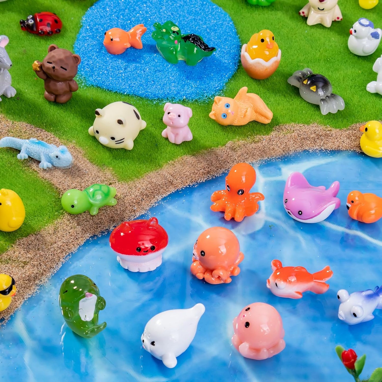 72pcs Mini Resin Animals 72 Styles Variety Tiny Animals Figures Miniature Little Small Animal Figurines Bulk for Micro Fairy Garden Landscape Accessories Hide Crafts Decor Aquarium