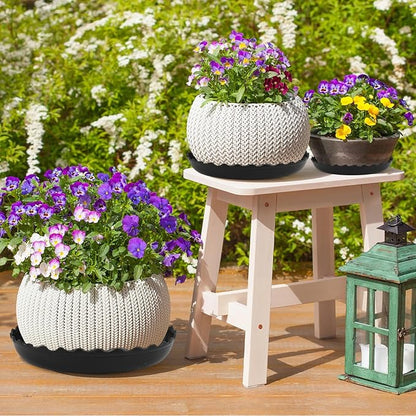 12 Packs Wave Plant Saucer - Plastic Flower Pot Drip Trays/Durable Heavy Duty Black Plant Tray for Indoor and Out Door Plant(6/8/10 inch)
