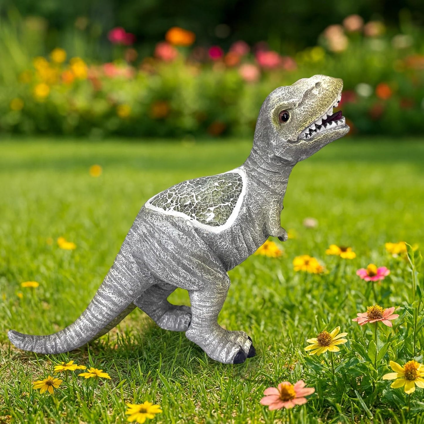 Dinosaur Garden Statue Outdoor Decoration - Weather Resistant Resin Dinosaur Sculpture, Hand-Painted Retro Design, Perfect for courtyards, porches, Fish Tanks