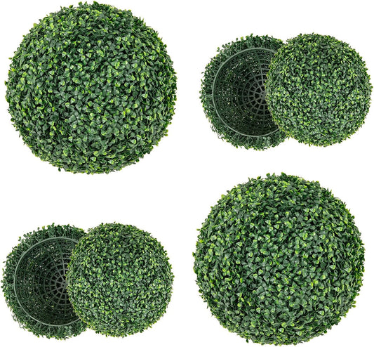 Goplus 2 PCS 16 Inch Artificial Plant Topiary Ball, Round Faux Boxwood Balls Outdoor, Fake Plant