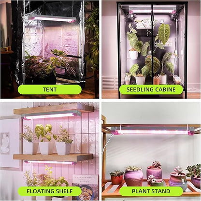 Hlite 16inch Adjustable Full Spectrum Plant Growing Lamps- Linkable Grow Lights for Indoor Plants Plug and Hanging Design with On/Off Switch Timer Hanging Grow Light from Seedling to Flowering，White