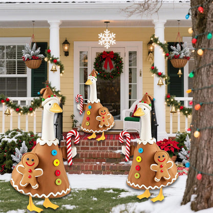 Christmas Gingerbread Porch Goose Outfit for Large 23" High Cement or Plastic Goose Statue, Yard Goose Cloths Decor for Outdoor Lawn Gaden Patio