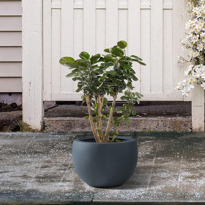 Kante 19.9" Dia Round Concrete Planter, Outdoor/Indoor Large Bowl Plant Pots with Drainage Hole and Rubber Plug for Garden Patio Balcony Home, Charcoal