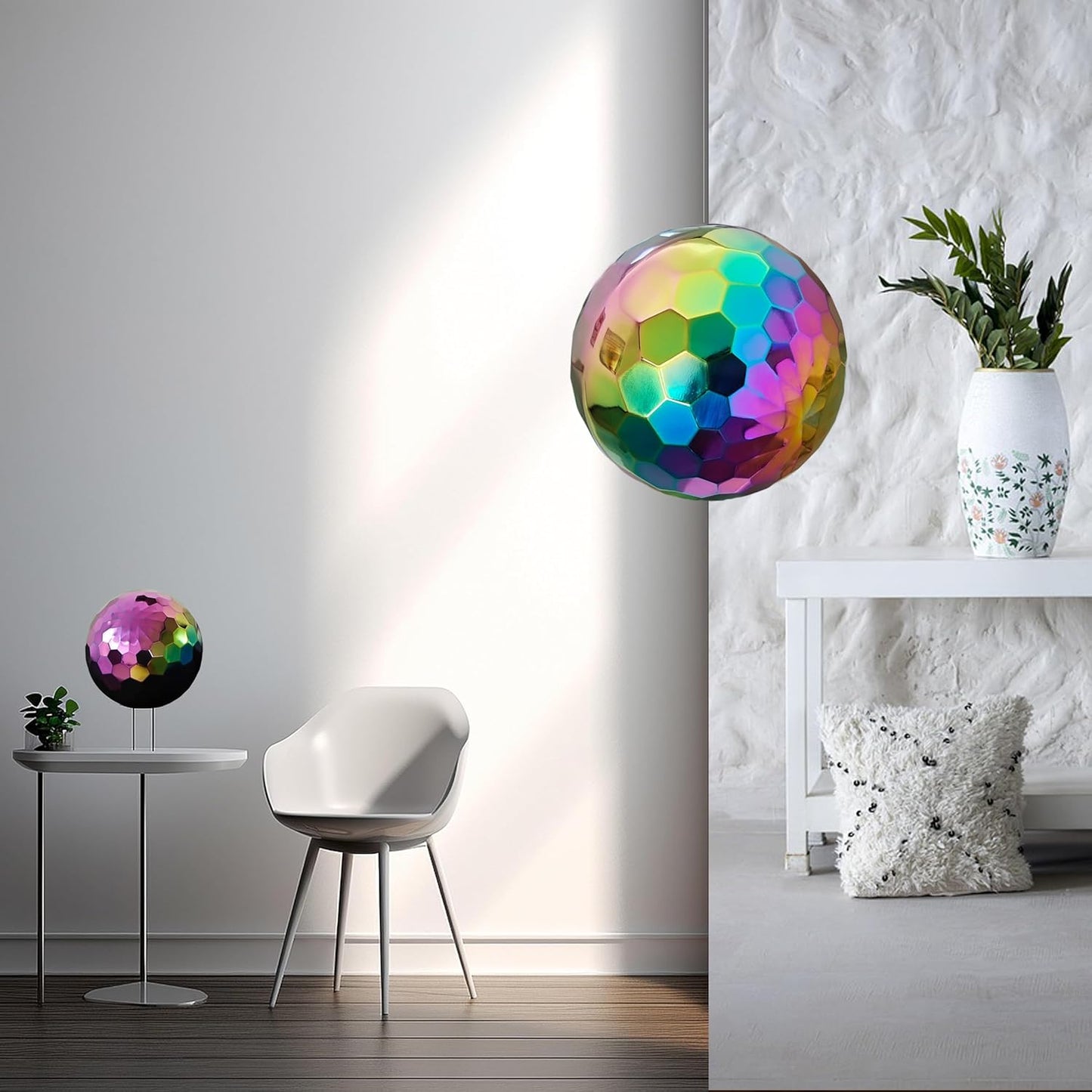 304 Stainless Steel Gazing Ball Sculptures Diamond Ball Decoration Mirror Hollow Decor Ball Reflective Garden Sphere Hollow Metal Ball Ornament Statues Gazing Globe for Home Garden (Rainbow 6 inch)