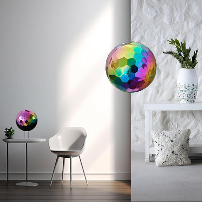 304 Stainless Steel Gazing Ball Sculptures Diamond Ball Decoration Mirror Hollow Decor Ball Reflective Garden Sphere Hollow Metal Ball Ornament Statues Gazing Globe for Home Garden (Rainbow 6 inch)