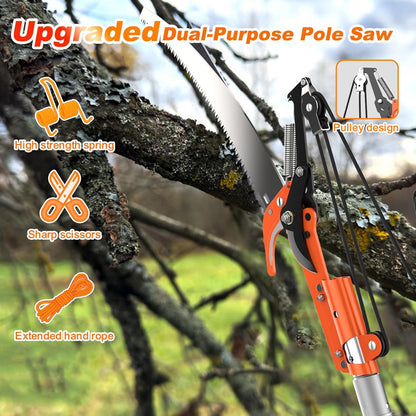 26FT Tree Trimmer, Manual Pole Saw with 5-20FT Extension Pole, Fruit Picker for Orange Lemon Mango Avocado Guava Fruit Picking