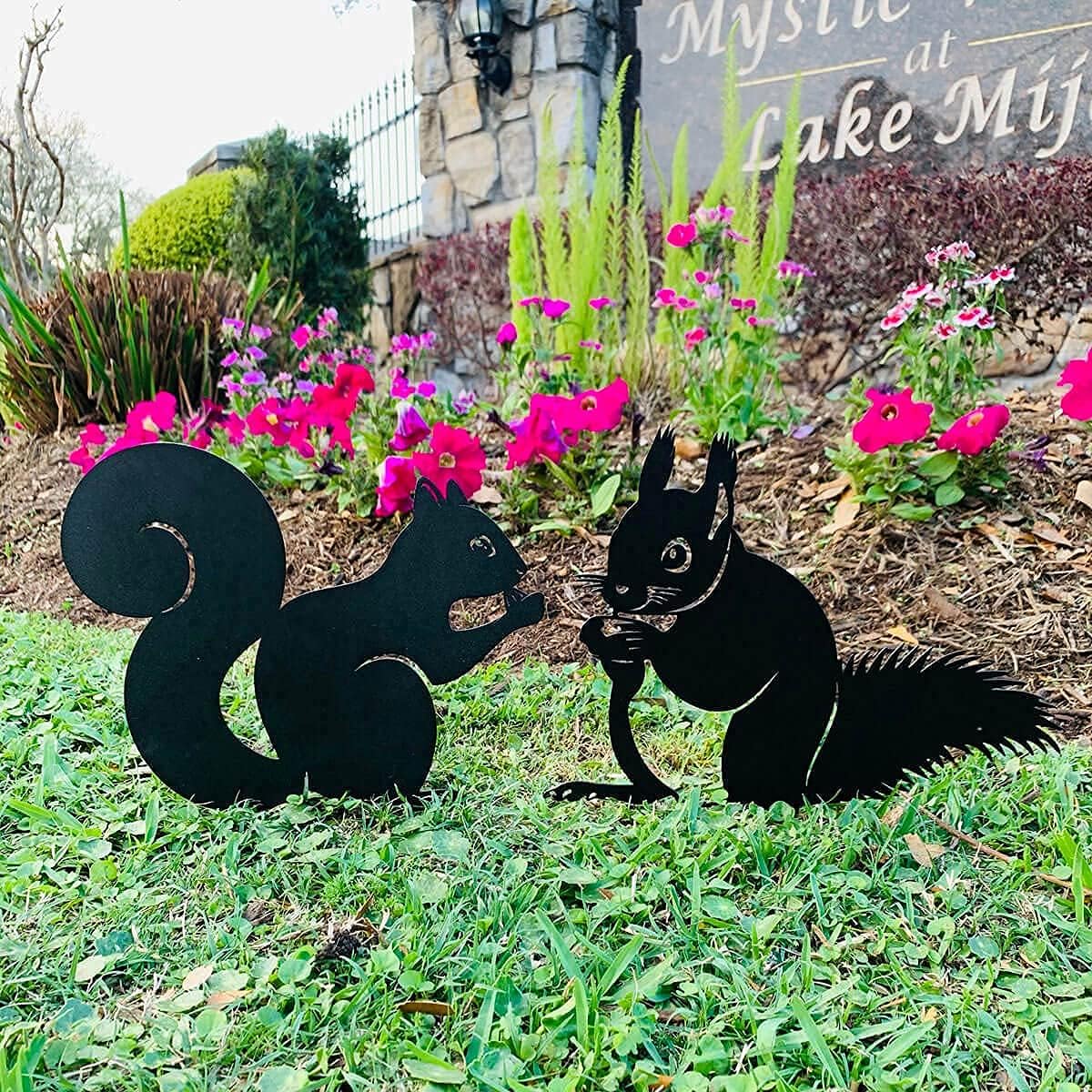 RealSteel Metal Garden Sculptures & Statues, Yard Art, Flowerbed Decoration, Outdoor Decor, Animal Stake Pack - Gold