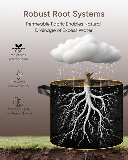 The Growing 5 Pack 1 Gallon Fabric Grow Bags，Thickened Aeration Nonwoven Fabric Plant Pots with Durable Handles,Heavy Duty 300G Planter Pot for Tomato, Fruits, Vegetables and Flowers, Black