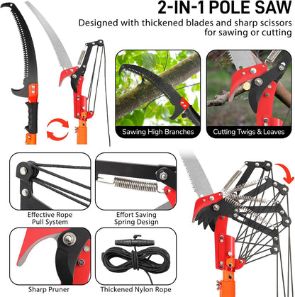 Outvita 7-24FT Telescoping Pruning Pole for Tree Trimming, Manual Pole Saws for Tree Trimmer with Telescopic Extension Pole